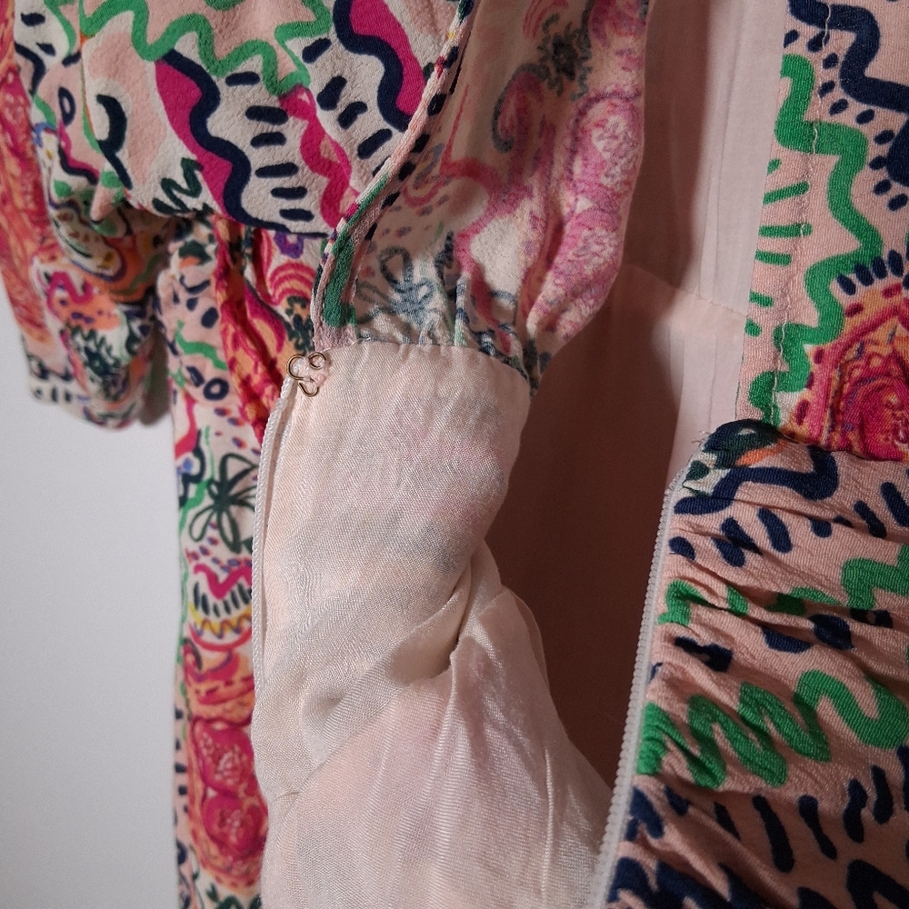 Anthropologie Maeve Dress Pink Siya Kimono Size 10 - Picture 14 of 16